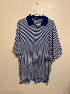 Polo Golf Ralph Lauren Blue White Striped Polo Shirt L Cotton Classic Fit